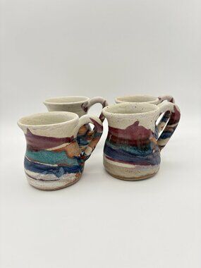 Klickitat Studio Pottery Handmade Mugs Set of 4 | Signed Stoneware